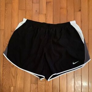 Nike Athletic Shorts with Curved Hem (Black & White)